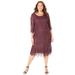Plus Size Women's Shirred Lace Flounce Dress by Catherines in Midnight Berry (Size 3X)