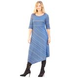 Plus Size Women's Impossibly Soft Textured Knit dress by Catherines in Navy Tweed Stripe (Size 3X)