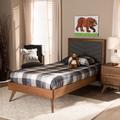 George Oliver Cloree Twin Platform Bed Wood & /Upholstered/Polyester in Gray | 15 H x 41 W x 77 D in | Wayfair 6ADDFC56C9B9454B99008A5864995BE5
