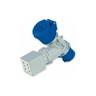 Moltiplicatore da spina industriale 230V 2P+T a presa industriale 2P+T e 2 prese bipasso 10A/16A,