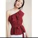 Anthropologie Tops | Maeve By Anthropologie Rita Ruffled Red Dotted One Shoulder Blouse Xsmall | Color: Red/White | Size: Xs