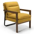 Lounge Chair - Armchair - Corrigan Studio® Modern Accent Armchair Lounge Chair W/Rubber Wood Legs & Steel Bracket Blue Wood in Black/Brown | Wayfair