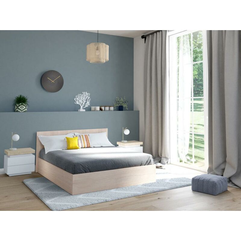 Bett mit Bettkasten – 160 x 200 cm – Naturfarben – elphege – Naturfarben hell