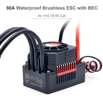 80A ESC mit BEC XT60 Stecker 2-3S Lipo Wasserdichter Brushless ESC für 1/10 1/8 RC Auto Offroad