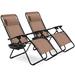 Costway 2 Pieces Folding Lounge Chair with Zero Gravity-Brown