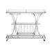 Contemporary Chrome Bar Cart with Wine Rack and 3-Tier Storage Shelves