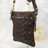Coach Bags | Coach Crossbody Small Swingpack Pouch Purse Metallic Brown W/Studded Pockets | Color: Brown | Size: Small