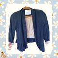 Anthropologie Jackets & Coats | Anthropologie Cartonnier Calin Ruffle Open Blazer In Navy | Color: Blue | Size: Xs