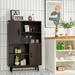 Wade Logan® Audren Sideboard Storage Cabinet Bookshelf Cupboard W/door Shelf Black Wood in Brown | 47 H x 31.5 W x 9.5 D in | Wayfair