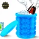 Grand moule à glace en silicone portable 2 en 1 avec couvercle cube à glace gain de place créer