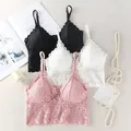 Soutien-gorge en dentelle pour femmes brassière sans fil motif Floral français décolleté en V