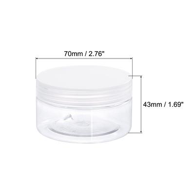 Round Plastic Jars with Transparent Screw Top Lid, 6Pcs