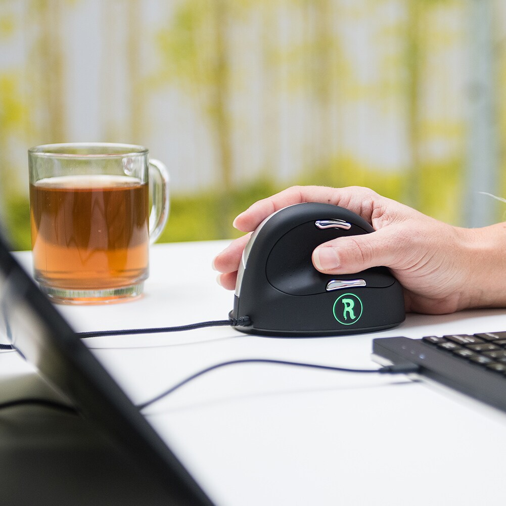 R-Go Tools R-Go HE Break Mouse, Ergonomische Maus, Anti-RSI-Software, Mittel (Handlänge 165-185mm), für Rechtshänder, drahtgebunden Image