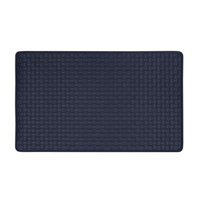 Woven Embossed Faux Leather Anti Fatigue Mat by Achim Home Décor in Navy (Size 20 X 39)