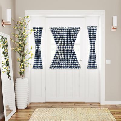Wide Width Buffalo Check Rod Pocket Door Panel And Tieback by Achim Home Décor in Navy (Size 54