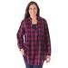 Plus Size Women's Layered Look Pintucked Tunic by Woman Within in Raspberry Small Buffalo Plaid (Size 2X)