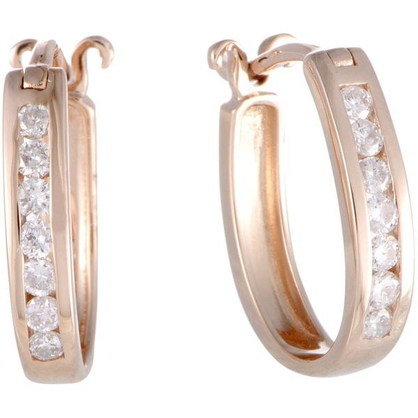 lb-exclusive-14k-rose-.25-carat-vs1-g-color-diamond-oval-hoop-huggies-earrings---metallic---non-branded-earrings/