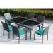 Ohana Outdoor Patio 7 Piece Black Wicker Stackable Dining Set