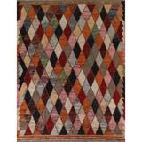 Modern Trellis Moroccan Wool Area Rug Hand-knotted Living Room Carpet - 8'7" x 9'8"