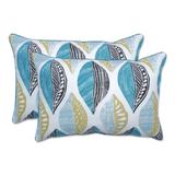 Leaf Block Teal/Citron Over-sized Rectangular Throw Pillow (Set of 2) - 24.5 X 16.5 X 5