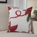 Violet Linen Decorative Christmas Embroidered Poinsettias Bloomy Pattern Decorative Cushion Cover