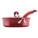 Rachael Ray Cook + Create Aluminum Nonstick Saute Pan w/ Lid, 3-Quart Non Stick/Aluminum in Red | 5.37 H x 24 W in | Wayfair 14763