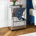 Etta Avenue™ Toby Mirrored 3 Drawer Nightstand Modern Design Bedside Table Wood/Glass in Brown/Gray | 24 H x 17.32 W x 15.35 D in | Wayfair