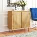 Willa Arlo™ Interiors Wood 2 - Door Accent Cabinet Wood/Metal in Brown/Gray/Yellow | 30 H x 30 W x 14 D in | Wayfair