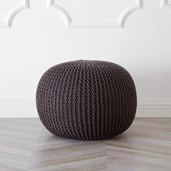 Gracie Oaks Lasha 18" Wide Round Ikat Pouf Ottoman Polyester in Brown | 18 H x 18 W x 15 D in | Wayfair 3A6DBE3F910549768105579D6F0BE90B