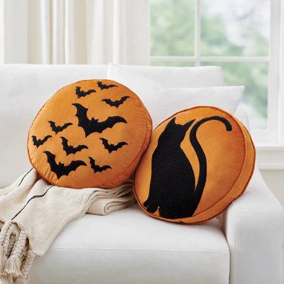 Round Halloween Pillows - Bats - Grandin Road