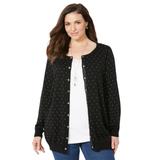 Plus Size Women's The Timeless Cardigan by Catherines in Black And White Dot (Size 0X)