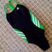 Adidas Swim | Adidas Youth Solid Splice Vortex One Piece Swimsuit, Girls Size 6 | Color: Black/Green | Size: 6g