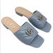 Gucci Shoes | Gucci Gg Marmont Soft Blue Quilted Leather Flat Sandals | Color: Blue | Size: 8.5