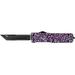 Templar Knife Premium Lightweight Pink Fleur OTF Knife 3.55in Aluminum Tanto Serrated Black D2 LA-PKF-52-1