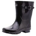 Jileon Half Height Wellington Boots For Women -Wide In Foot (EEE) and Ankle- Durable Boots For All weathers - Black Gloss 10