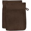 Lot de 2 gants de toilette en coton 500 gr/m2 16x21 cm lagune brun, par Soleil d'ocre - Taupe