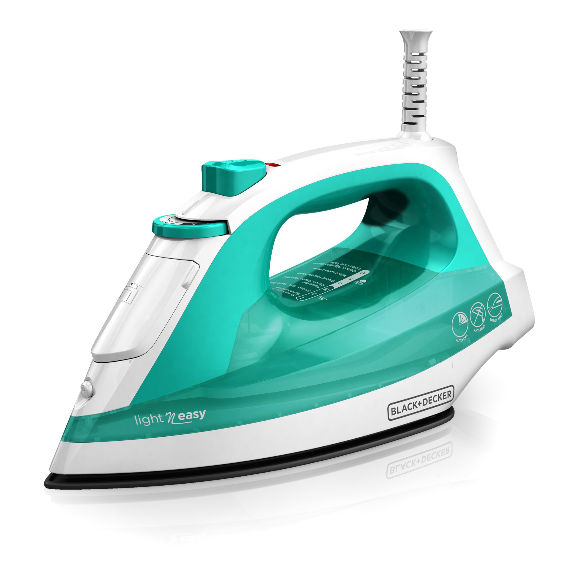 BLACK+DECKER Light 'N Easy Turquoise Auto-steam Iron Automatic Shut-off (1200-Watt) in Blue | IR1010