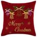 Violet Linen Seasonal Bells Decorative Embroidered Christmas Pattern Decorative Cushion Cover