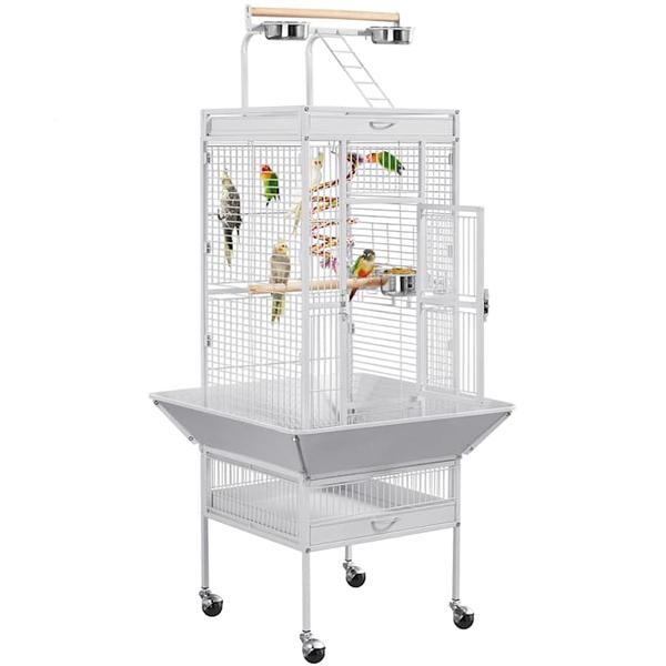topeakmart-white-large-bird-cage-with-play-top-and-detachable-stand,-61.5"-h,-42.3-lbs/