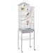 Light Gray Metal Bird Cage with Ladder Toy and Rolling Detachable Stand, 62.4" H, 17.8 LBS