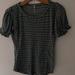 Free People Tops | Free People Striped Short Puff Sleeve Top | Color: Green | Size: L