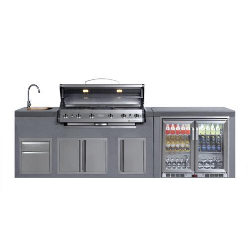 Neo Outdoor Küche Stone mit 6-Brenner Gasgrill Doppelkühlschrank und Spülbecken – Everdure