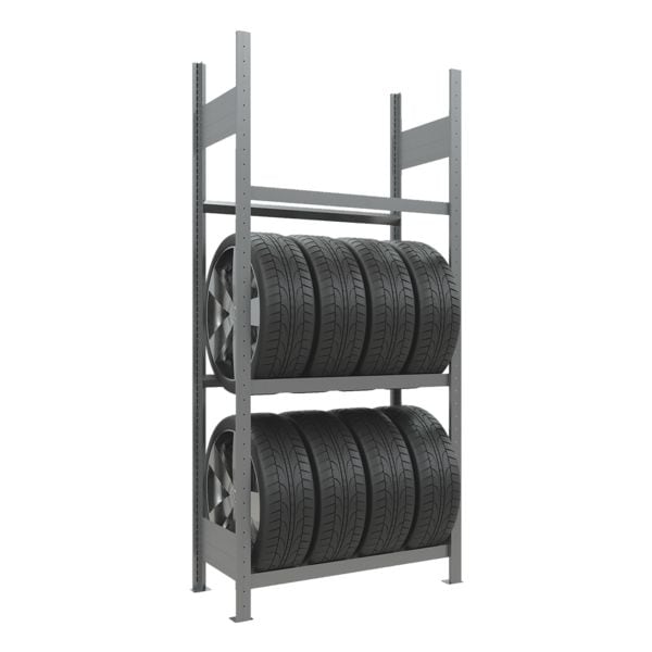 SCHULTE Lagertechnik Räder-/Reifenregal Grundregal 275 x 150 x 40 cm silber, 150x275x40 cm Image