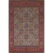 Grey Geometric Kazak Vegetable Dye Area Rug Hand-knotted Wool Carpet - 8'2" x 10'4"