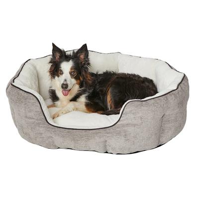 Midwest Quiet Time Deluxe Tulip Nesting Dog Bed, 34" L X 26.75" W X 11.75" H, Taupe, Medium, Brown / White