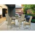 Bay Isle Home™ Candler 5 Piece Outdoor Dining Set w/ Cushion Glass in Brown | 42.13 H x 36.42 W x 59.84 D in | Wayfair