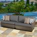 Wade Logan® Castelli 96" Wide Wicker Patio Sofa w/ Cushions Sunbrella® Fabric Included in Gray | 31 H x 96 W x 33 D in | Wayfair
