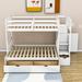 Harriet Bee Eadon Twin Over Twin/Full 3 Drawers Bunk Bed w/ Storage Shelves, Convertible Bottom Bed in White | 63 H x 57 W x 94 D in | Wayfair