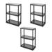 Gracious Living Light Duty Storage Shelving Unit Organizers, 3 Shelf (3 Pack) Plastic in Black | 33 H x 12 W x 24 D in | Wayfair