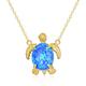 SISGEM 9 ct Gold Opal Necklace, Solid Yellow Gold Turtle Pendant Necklace, Summer Ocean Jewellery for Women Girls Ladies Mum Sisters, 16"+1"+1"